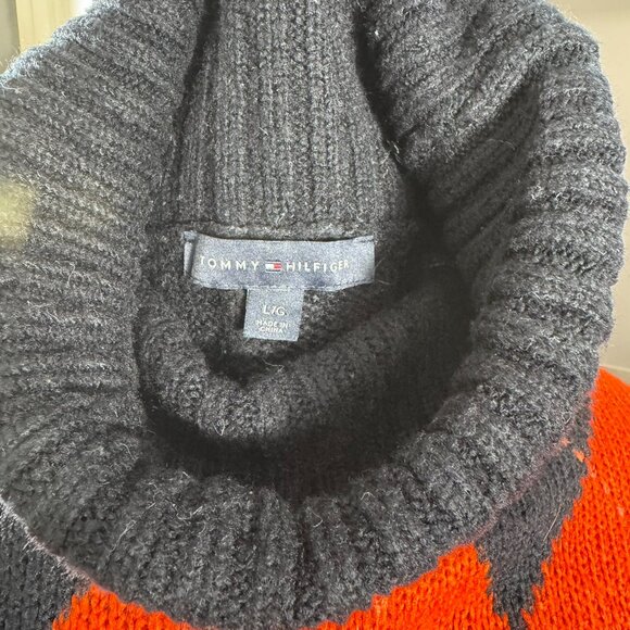 Tommy Hilfiger Navy Red Argyle British Heritage Cozy Holiday Turtleneck (Size L) - Picture 11 of 16